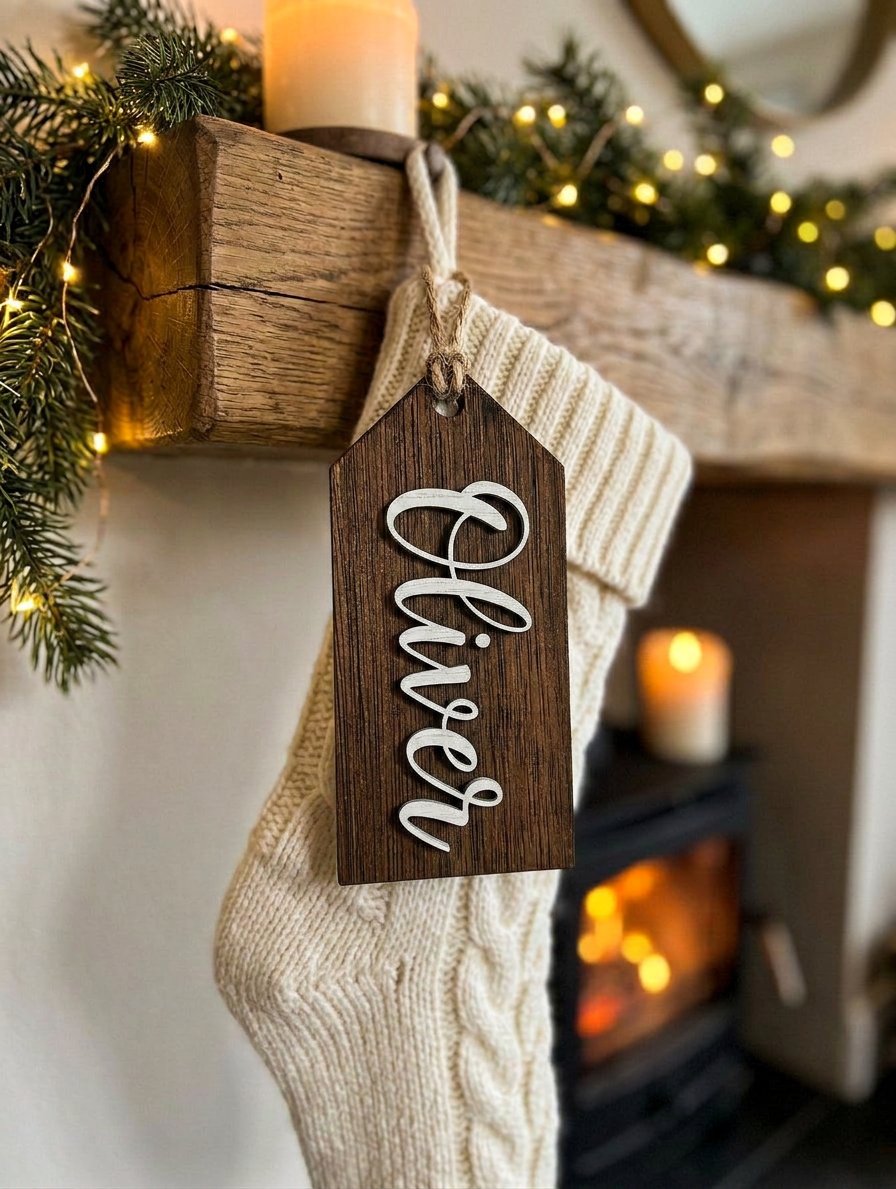 Personalised Wooden Gift Tags & Stocking Name Tags