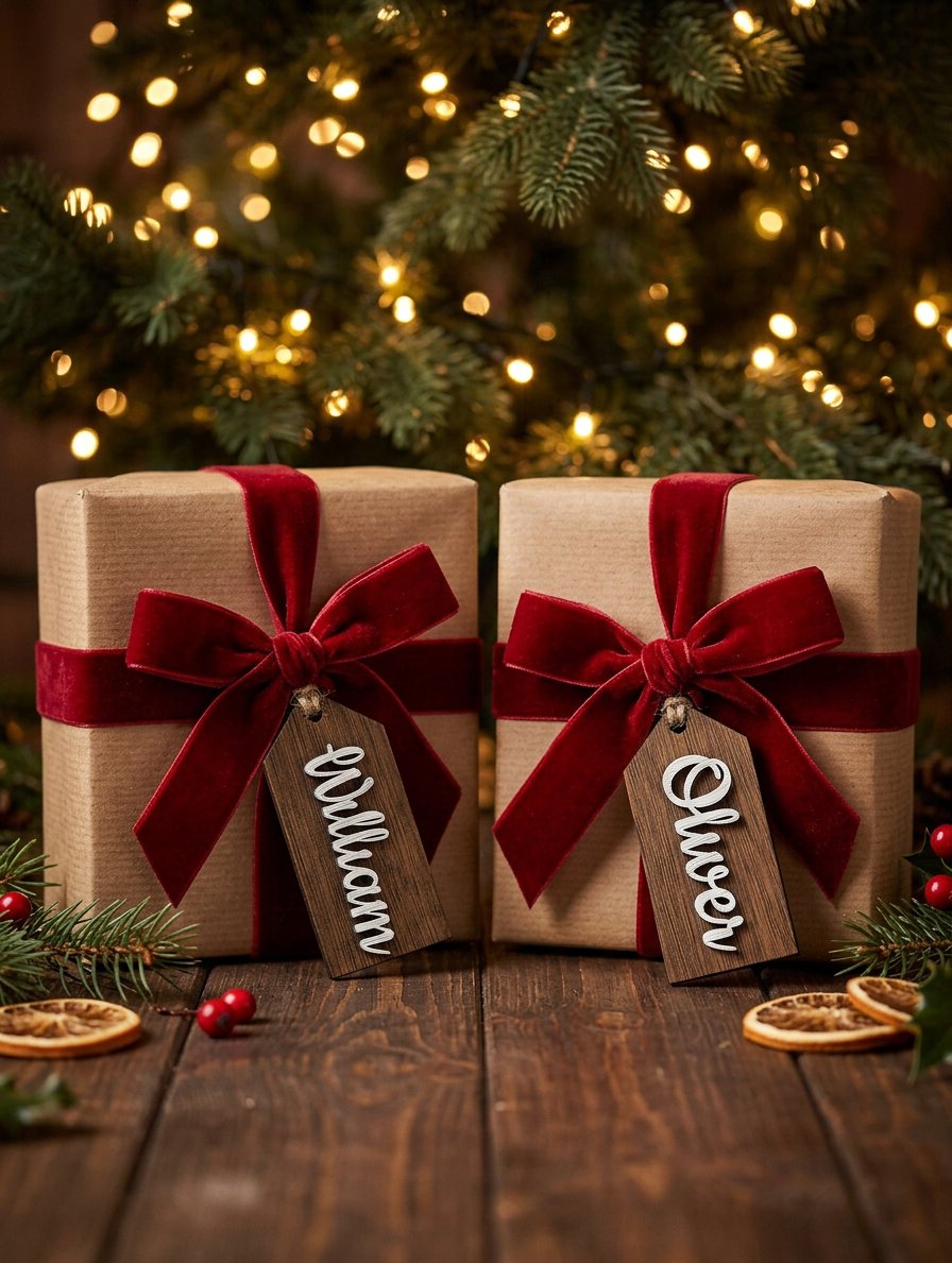 Personalised Wooden Gift Tags & Stocking Name Tags