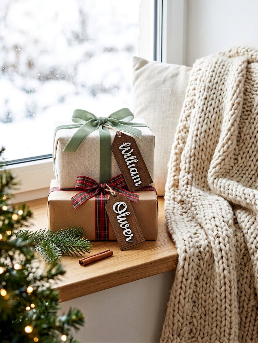 Personalised Wooden Gift Tags & Stocking Name Tags